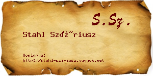 Stahl Szíriusz névjegykártya